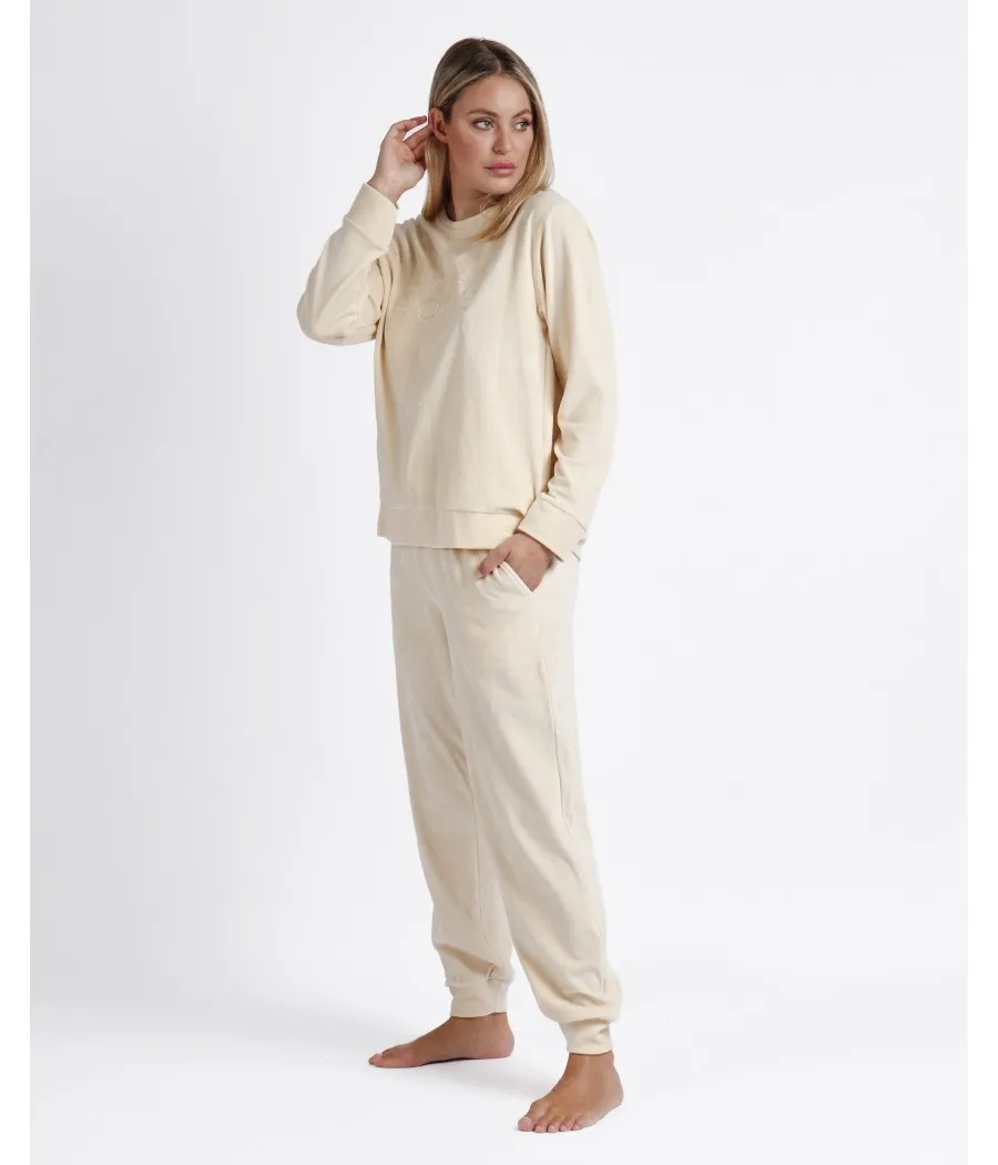 Pijama invierno mujer Admas soft Home beige algodón