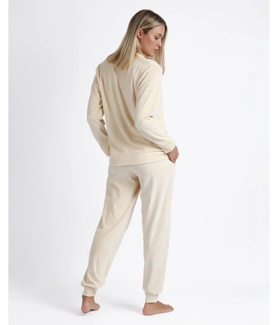 Pijama invierno mujer Admas soft Home beige algodón