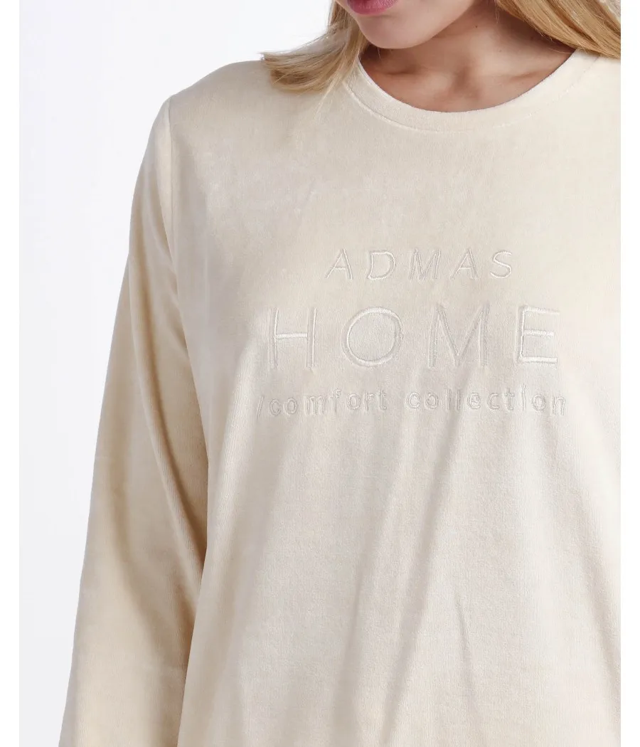 Pijama invierno mujer Admas soft Home beige algodón