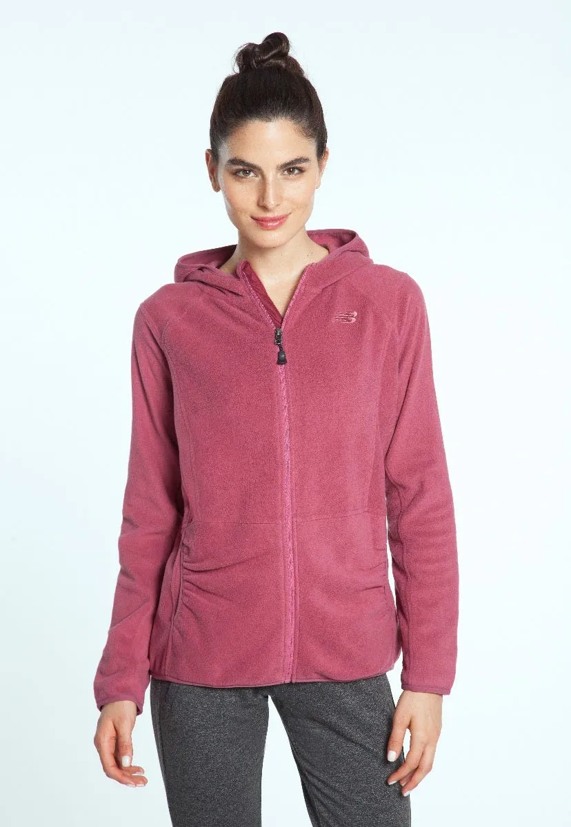 Polerón Polar Outdoor Mujer New Balance Full Zip Burdeo