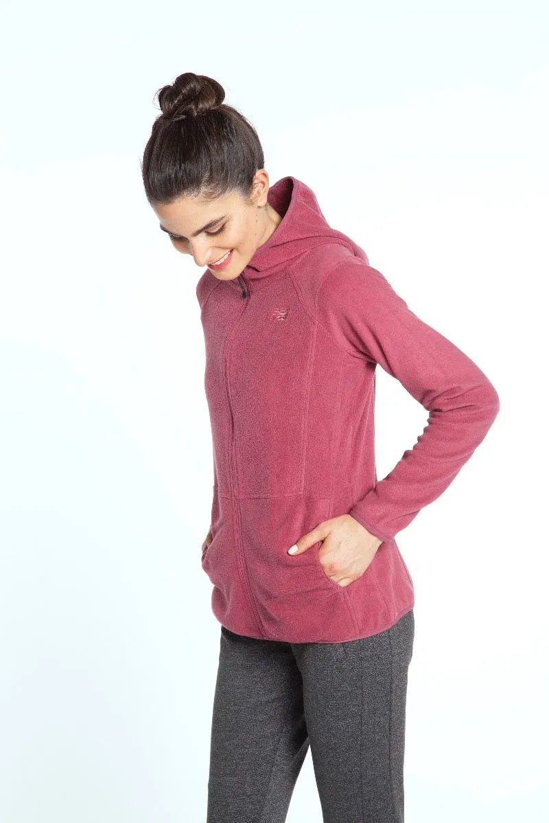 Polerón Polar Outdoor Mujer New Balance Full Zip Burdeo