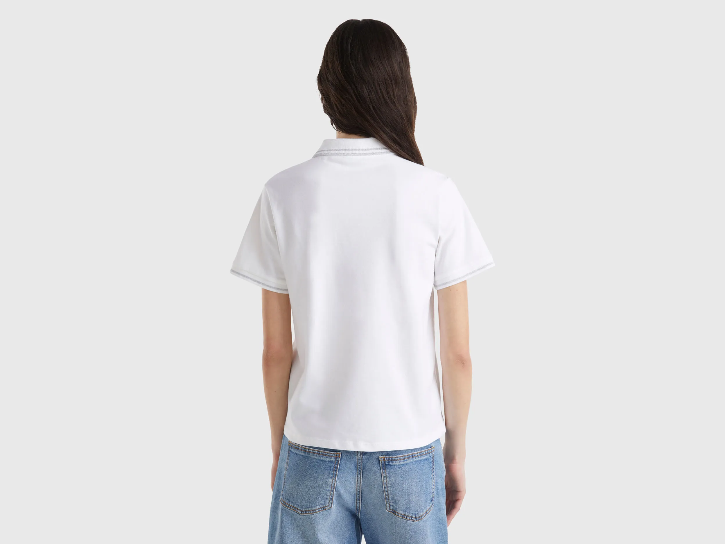 Polo blanco de algodón orgánico elástico