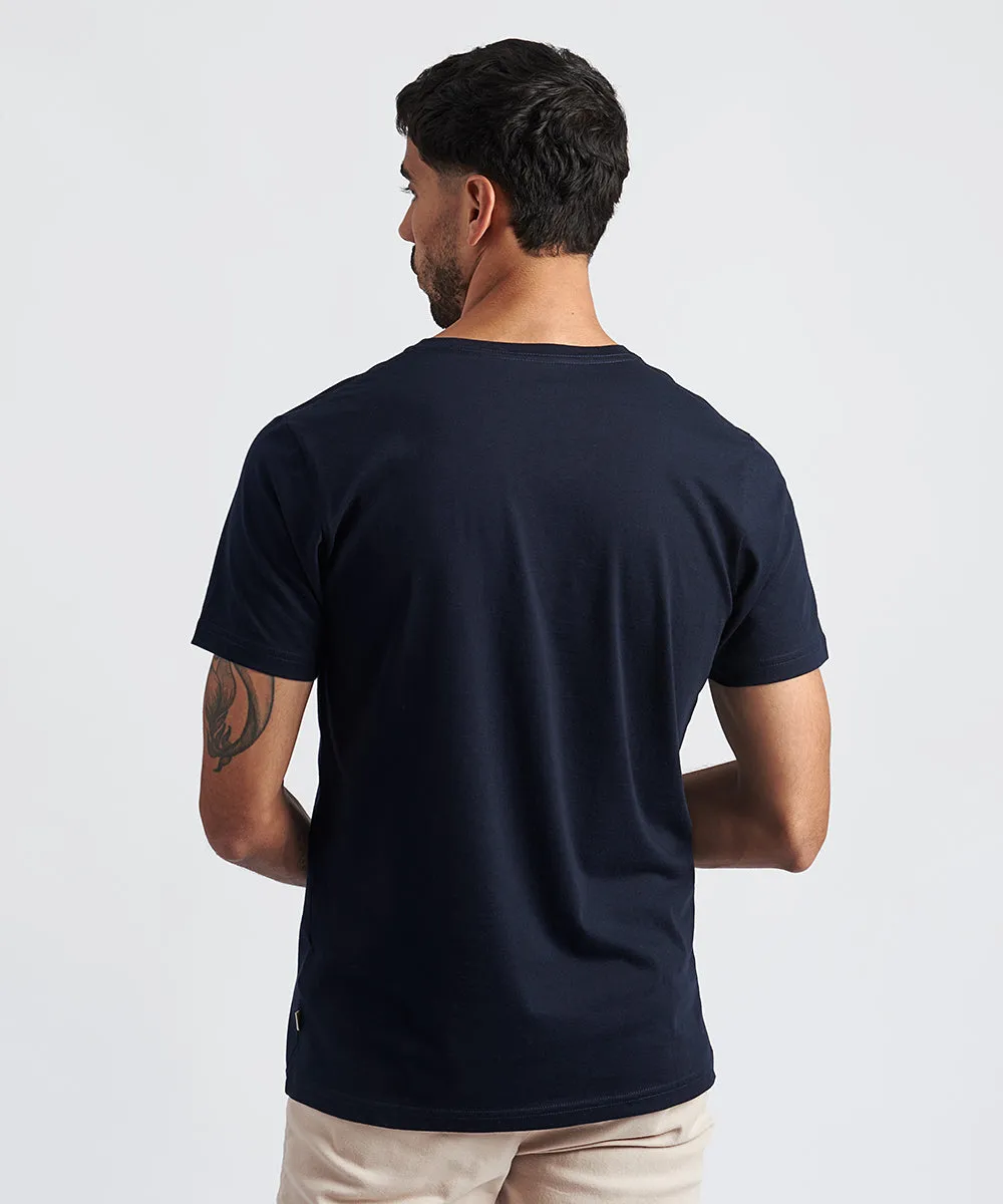 POLO MANGA CORTA BASICO CUELLO V OI23 AZUL MARINO