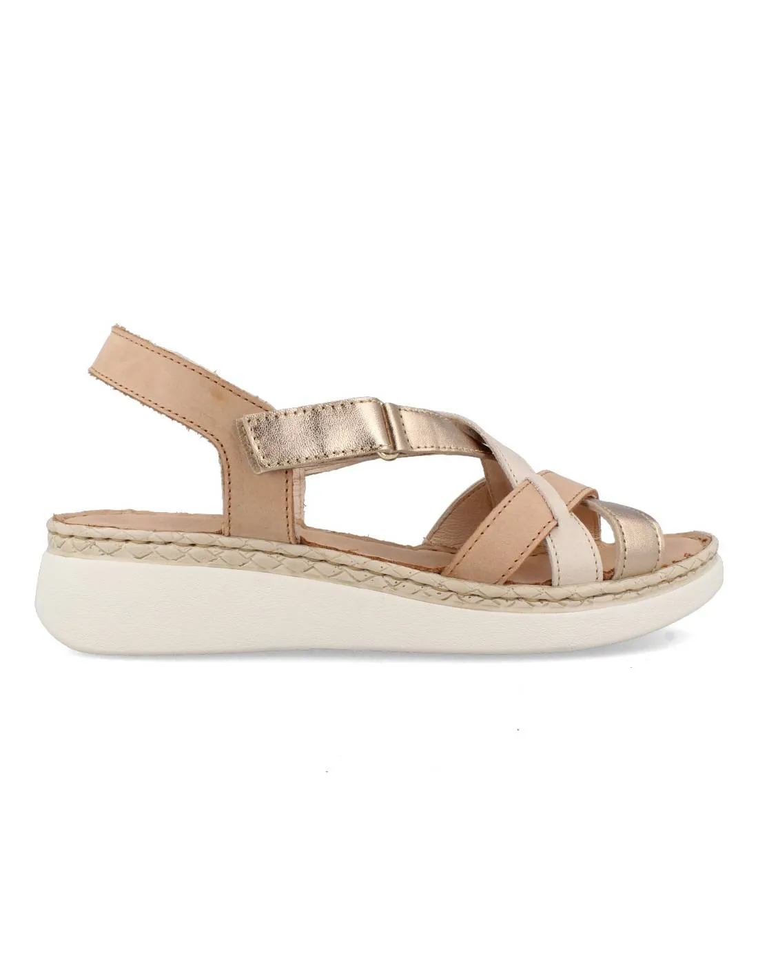 RIPOSELLA  SANDALIA ENTRELAZADO VELCRO NUDE