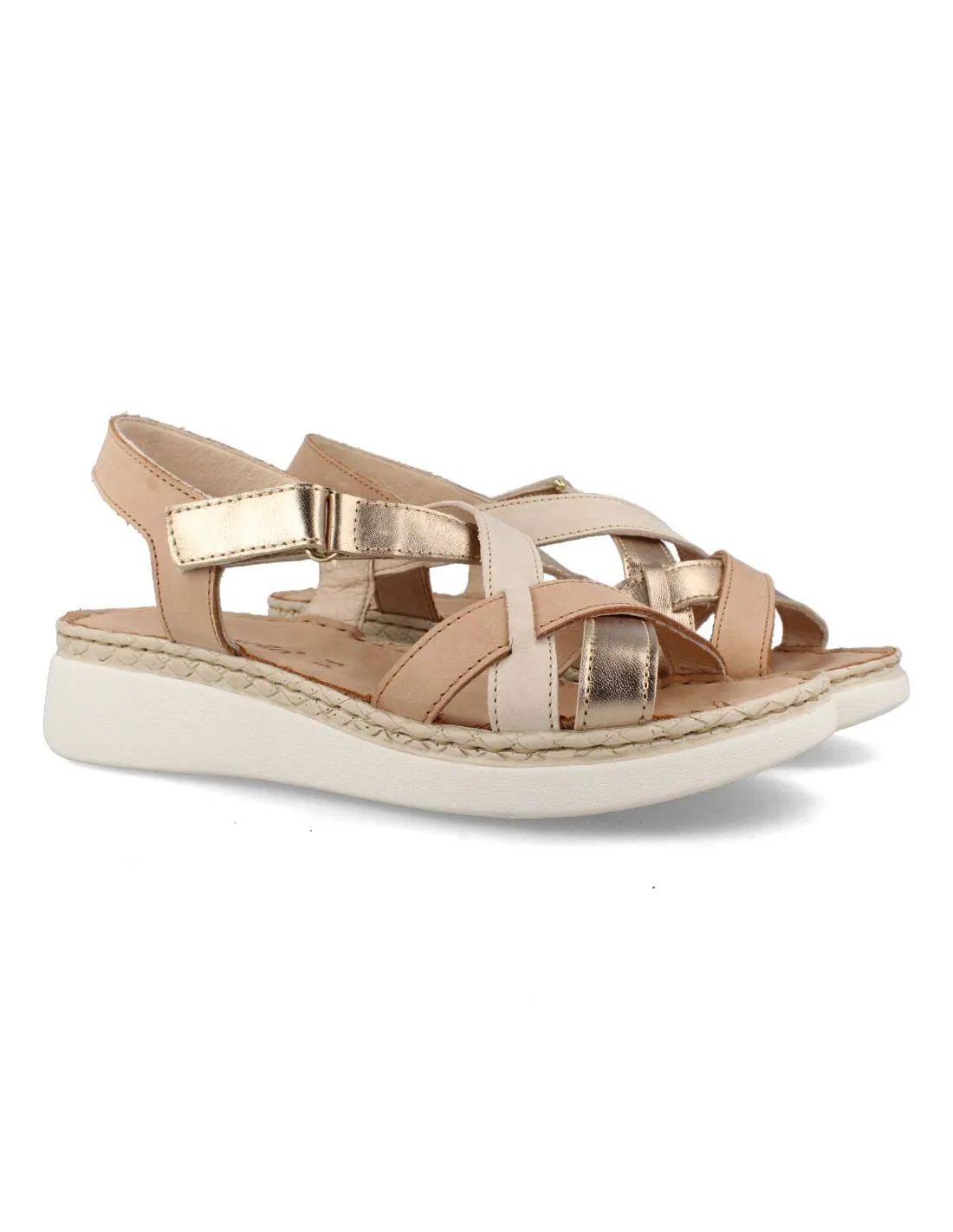 RIPOSELLA  SANDALIA ENTRELAZADO VELCRO NUDE