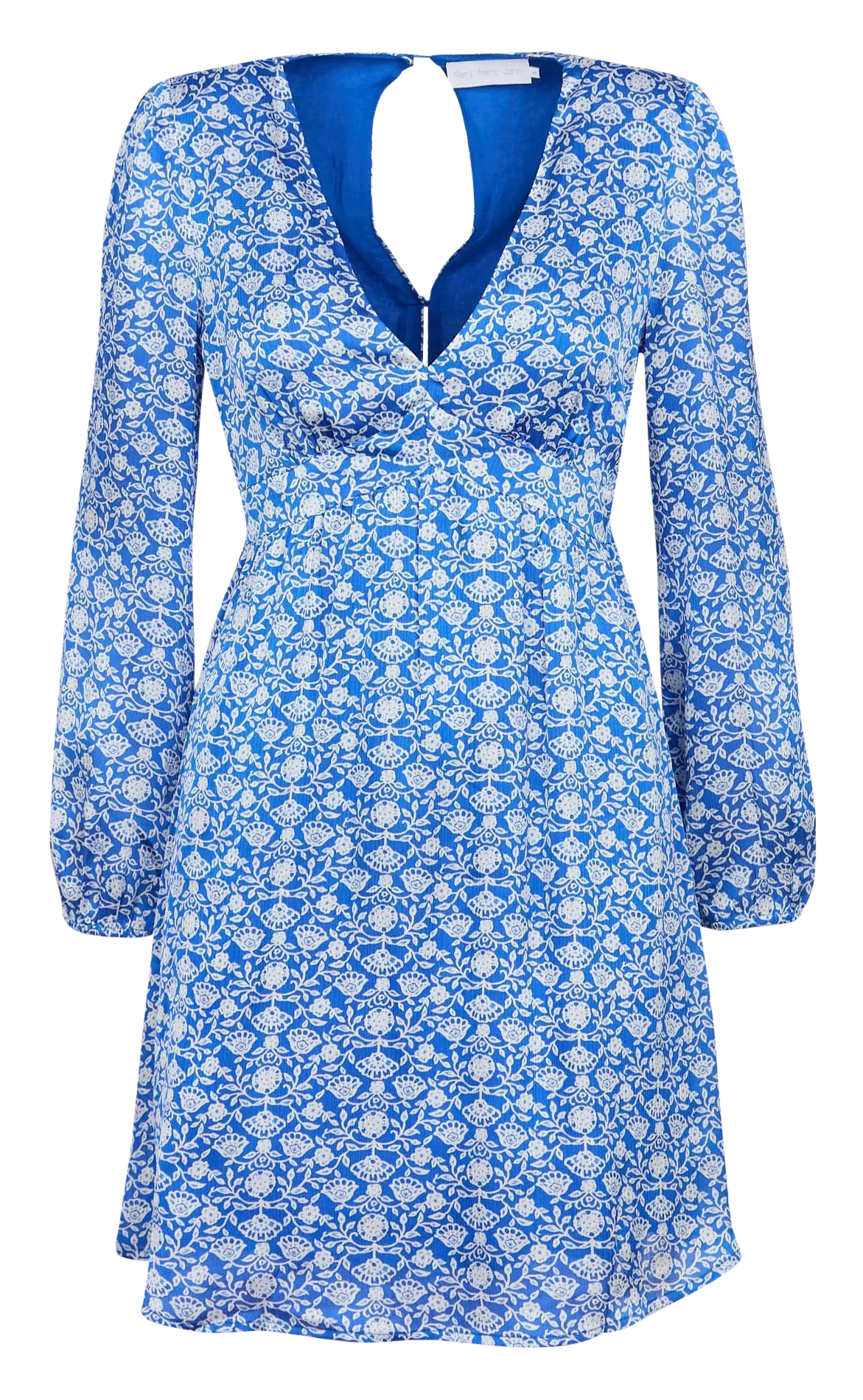 ROMANE  VESTIDO CORTO CON ESTAMPADO FLORAL Y CUELLO DE PICO EN AZUL