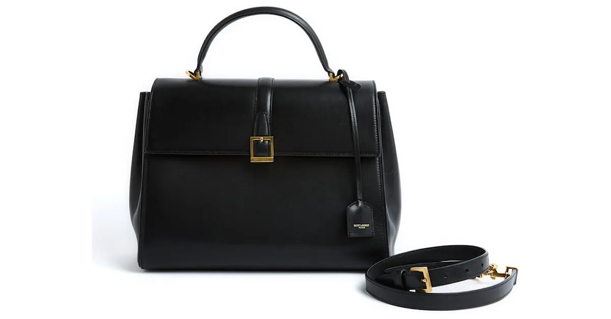 Saint Laurent El cierre impecable de la correa negra MM Negro 