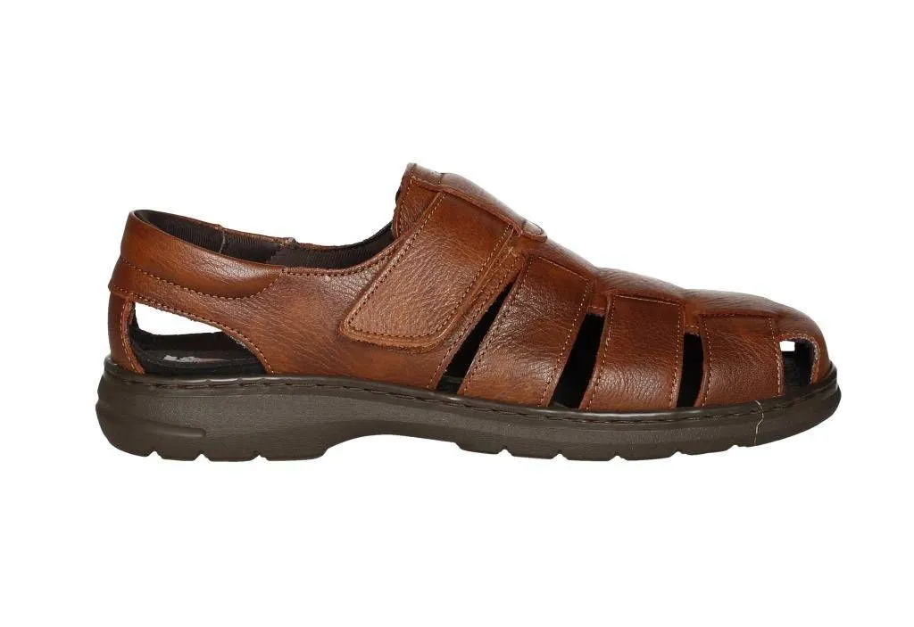 Sandalia Piel Cuero Velcro Semicubierta