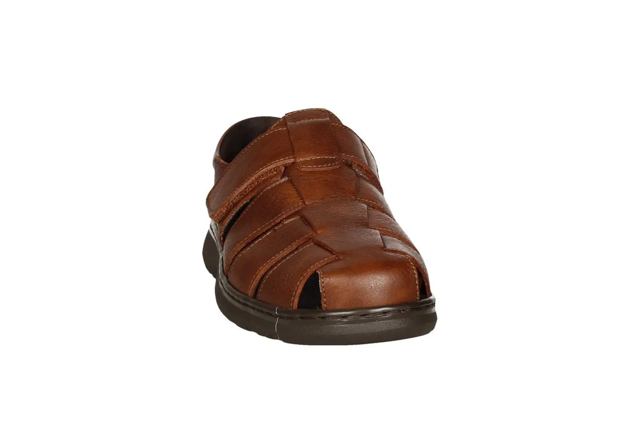 Sandalia Piel Cuero Velcro Semicubierta