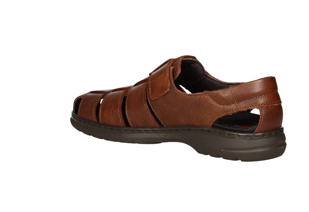 Sandalia Piel Cuero Velcro Semicubierta
