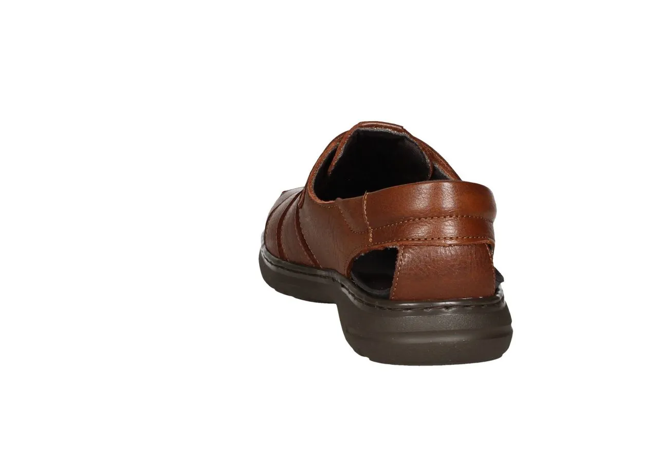 Sandalia Piel Cuero Velcro Semicubierta
