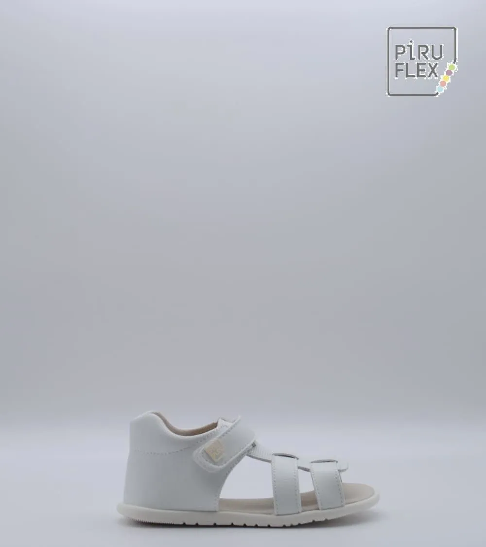 SANDALIA PIRUFLEX NIÑA PIEL BLANCO VELCRO