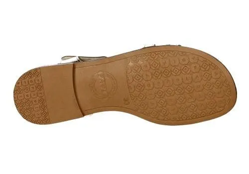 Sandalia Velcro Espejo Oro Trenza Cruzada