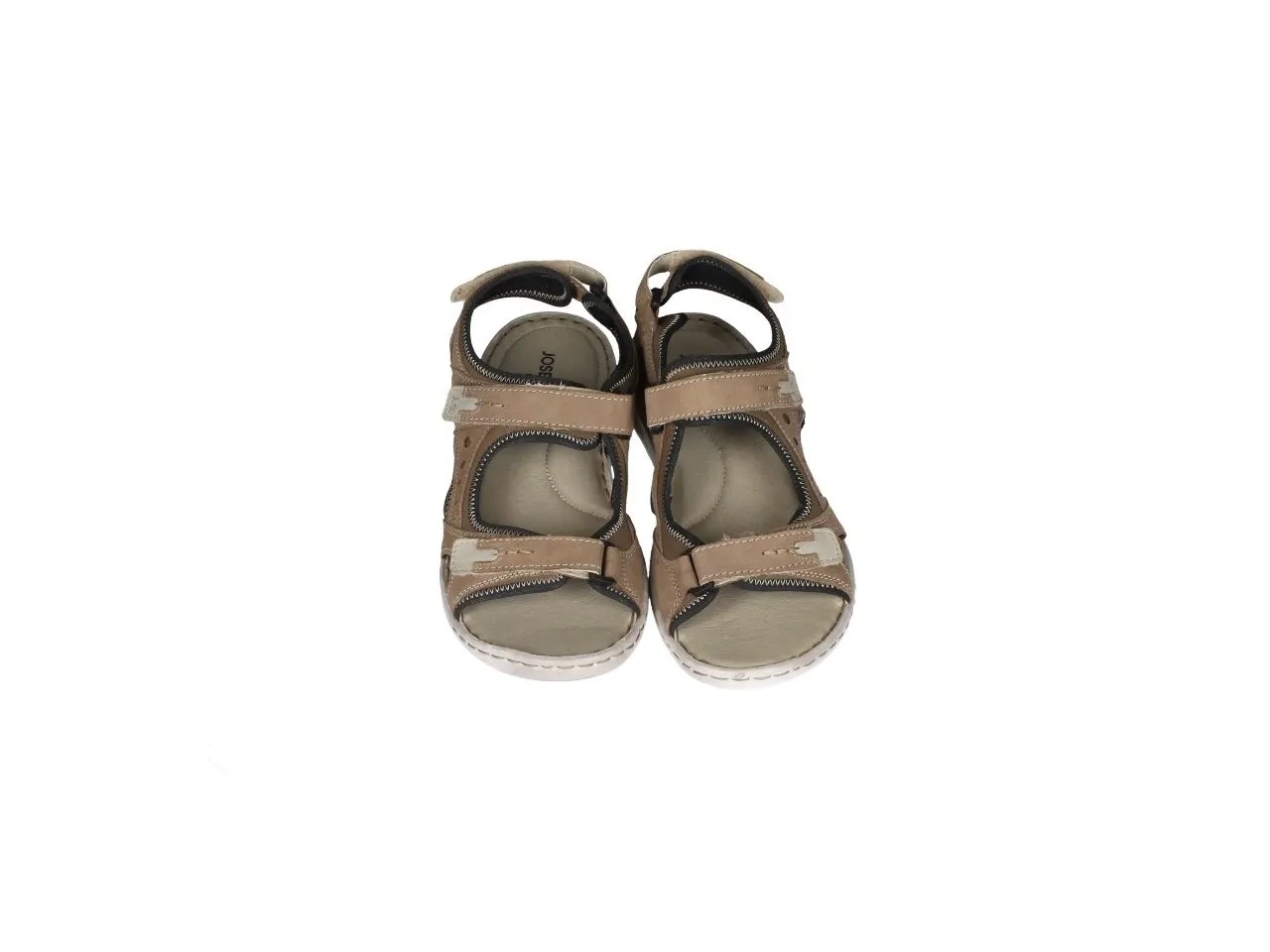 Sandalia Velcro Nobuck Taupe Tres Tiras
