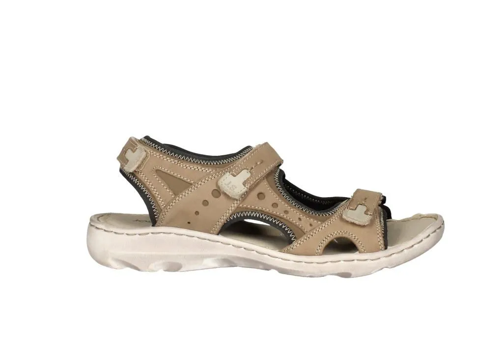 Sandalia Velcro Nobuck Taupe Tres Tiras