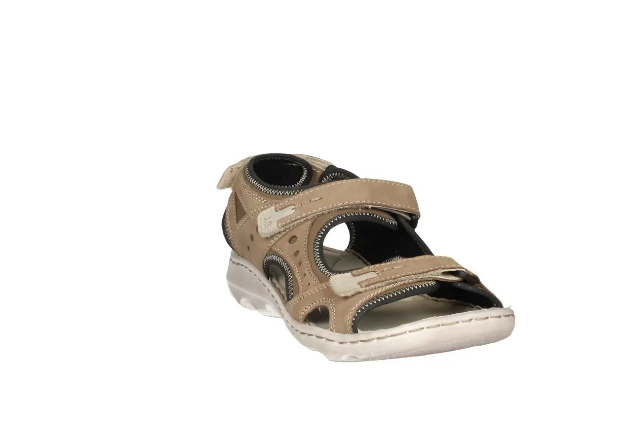 Sandalia Velcro Nobuck Taupe Tres Tiras