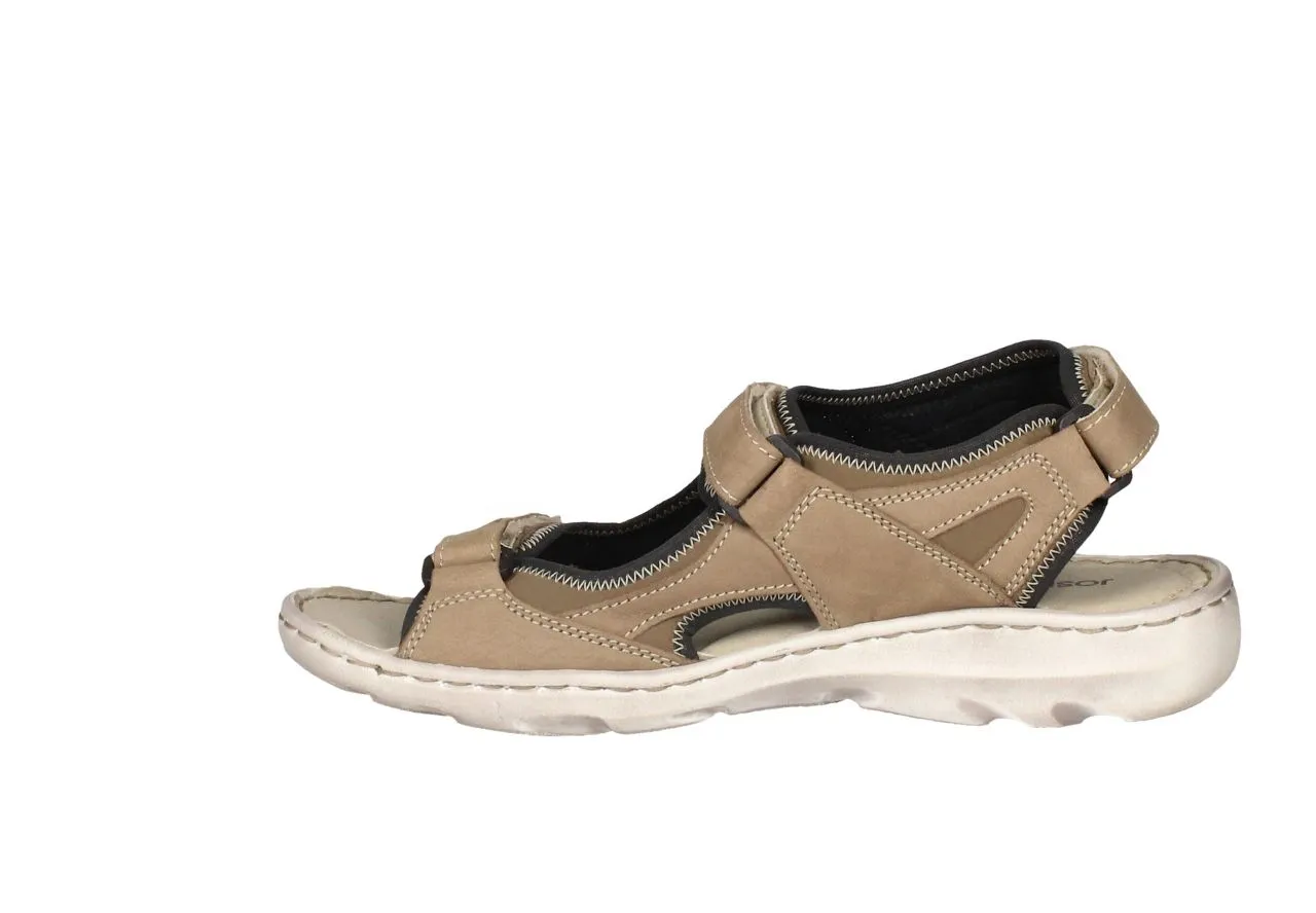 Sandalia Velcro Nobuck Taupe Tres Tiras