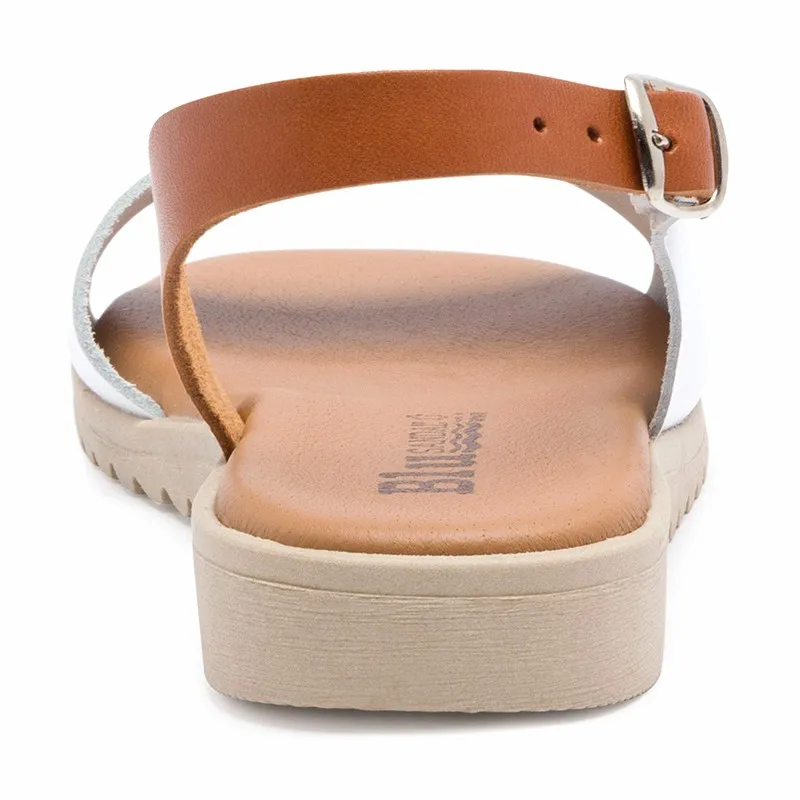 Sandalias Cuña Baja Mujer Piel Plantilla Acolchada 1115 Blanco, de Blusandal