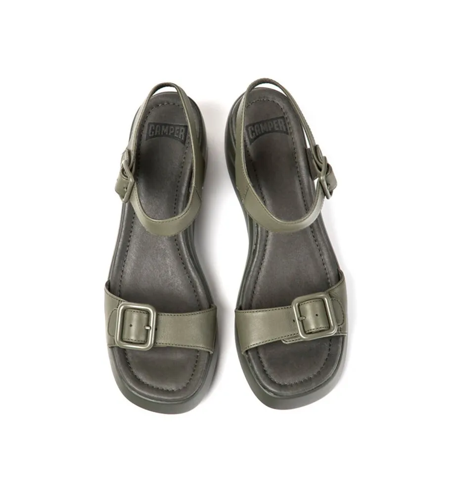 SANDALIAS DE PIEL KAAH VERDE ALTURA TACóN 6.6CM