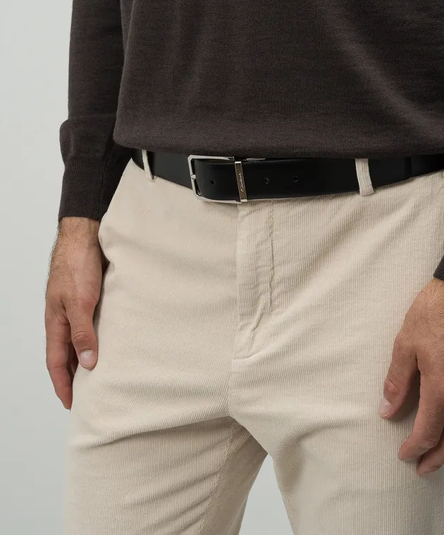 SANTONI DOUBLESIDED LEATHER BELT WITH LOGO