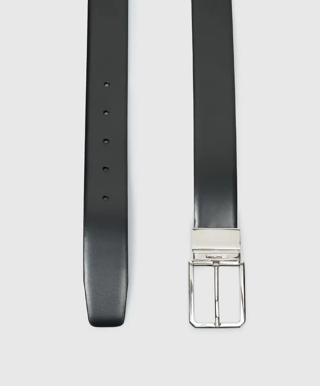 SANTONI DOUBLESIDED LEATHER BELT WITH LOGO