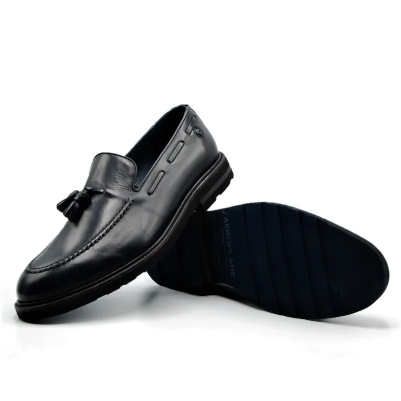 SERGIO SERRANO 5105 Azul y Cuero Mocasín Hombre