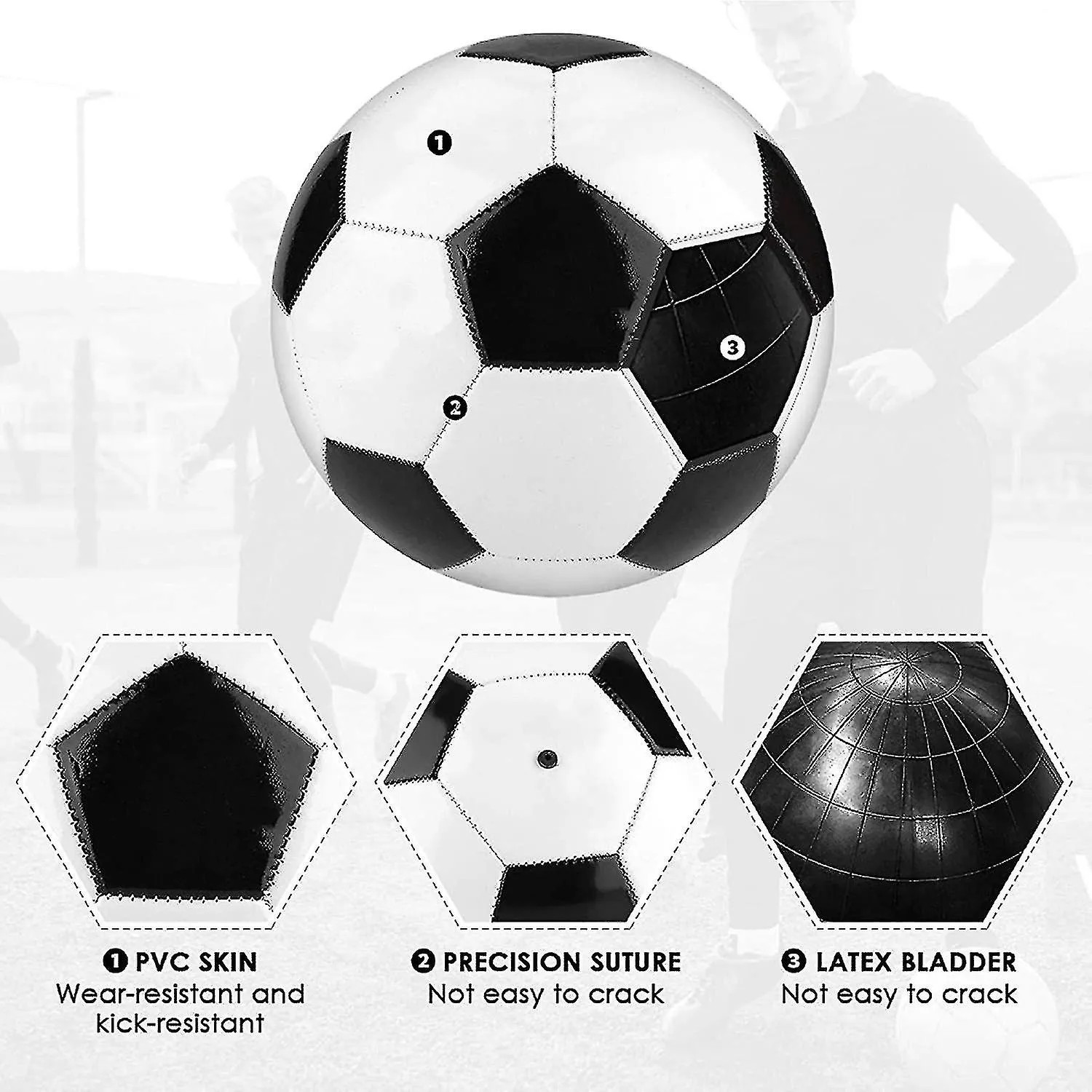 SOCCER TRAINING BALLS, SIZE 5 BLACK AND WHITE SOCCER BALL, INDOOR AND OUTDOORXINHAN