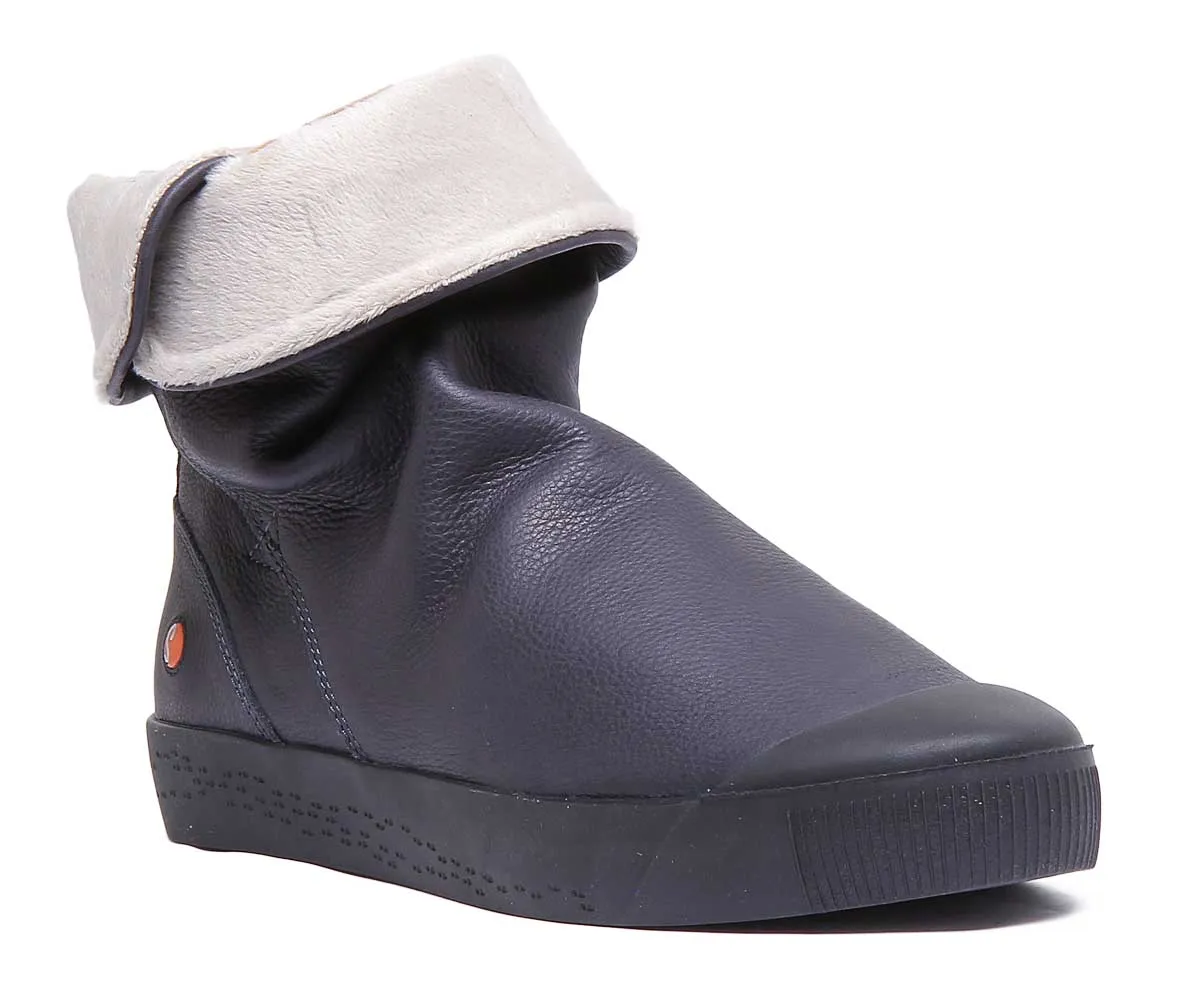 Softinos Bota de Cuero Suave para Mujer en Azul Marino