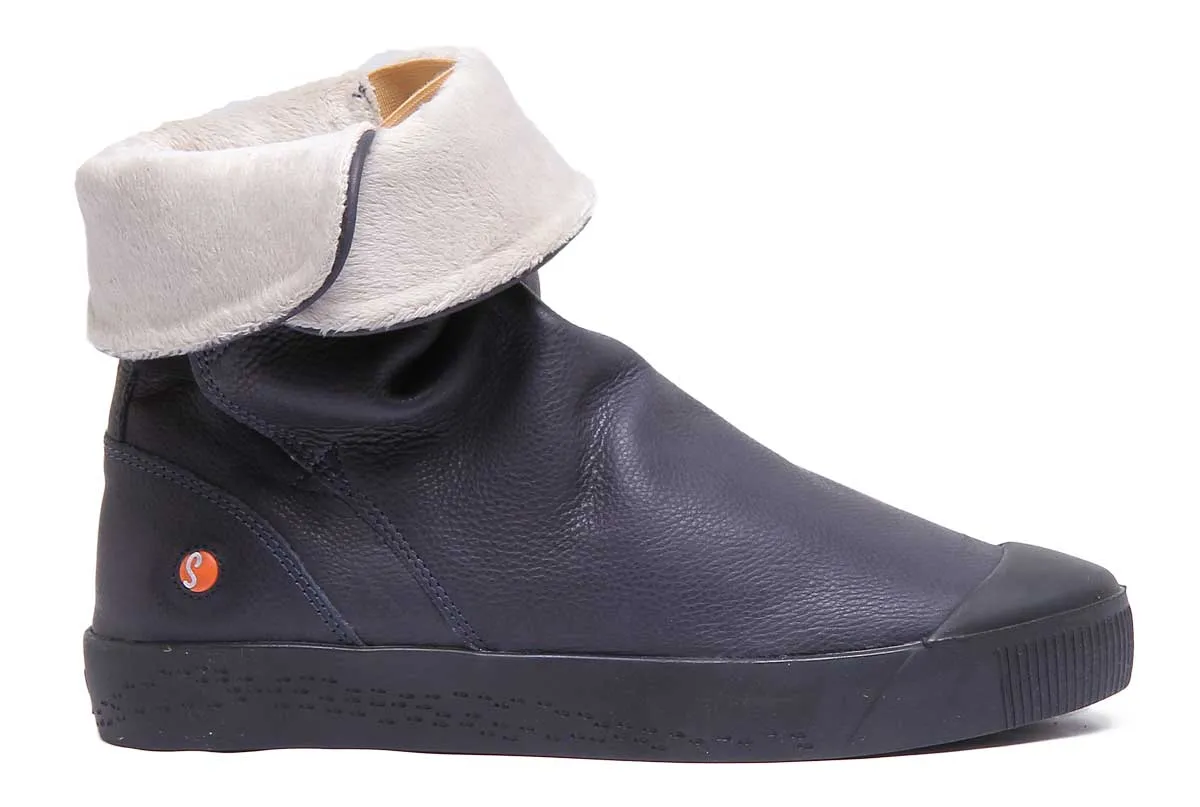 Softinos Bota de Cuero Suave para Mujer en Azul Marino