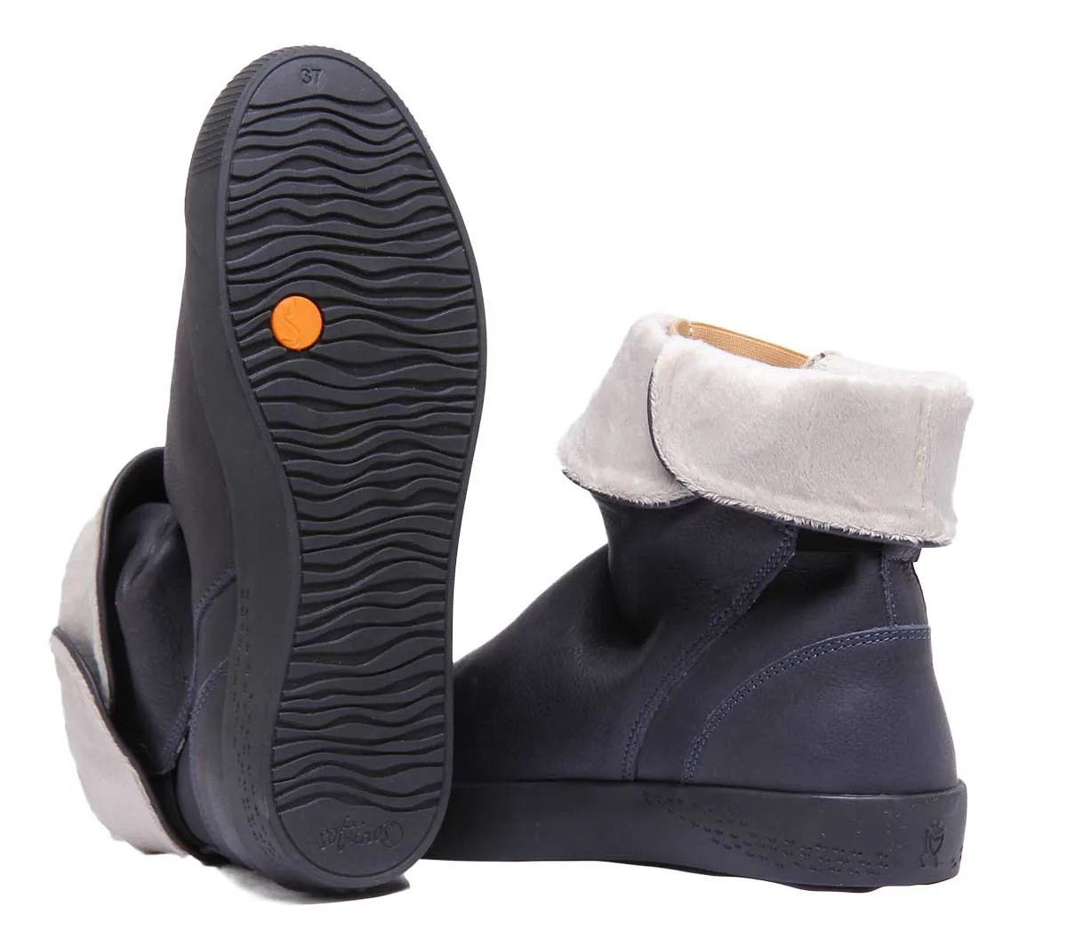Softinos Bota de Cuero Suave para Mujer en Azul Marino