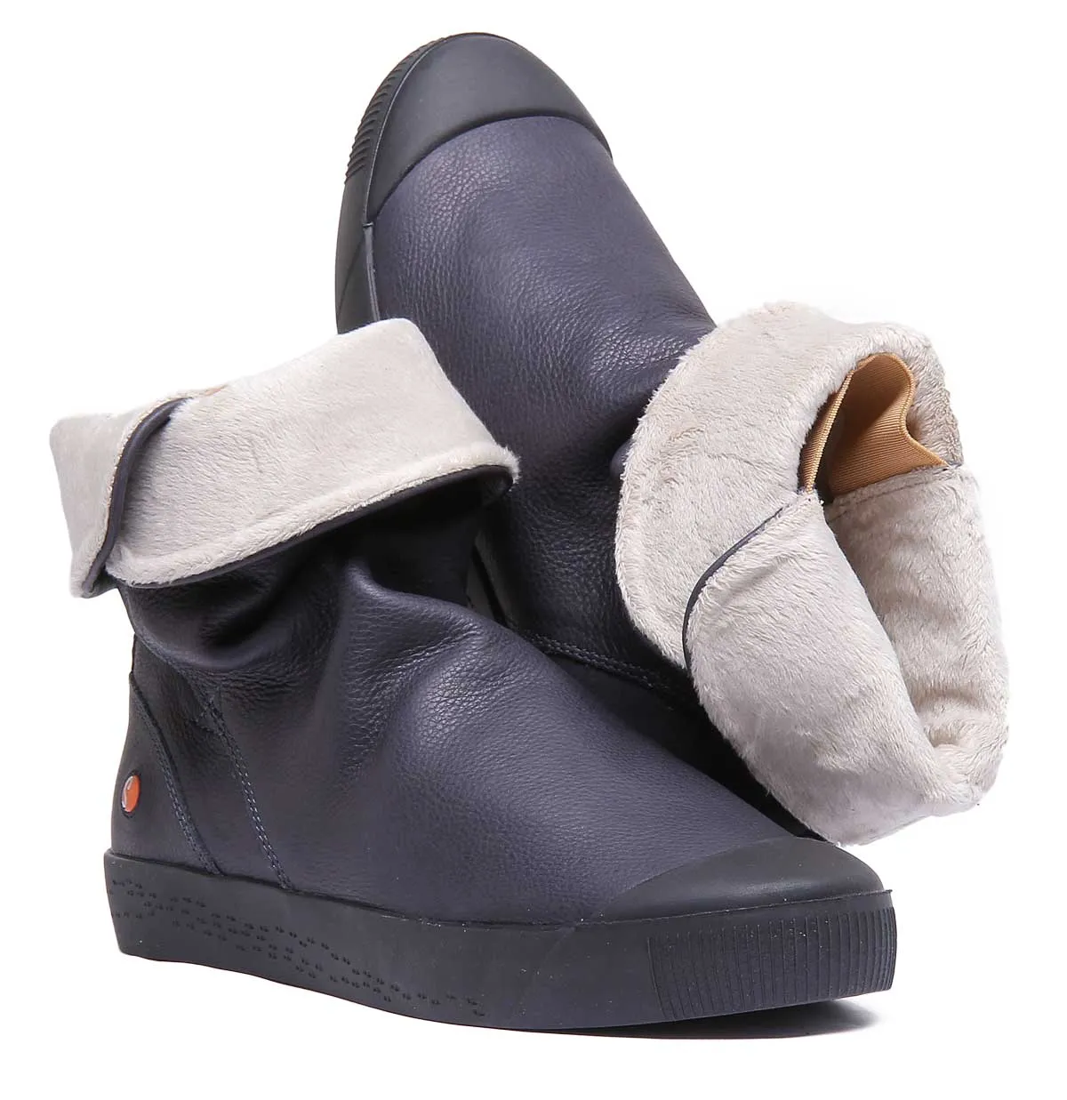 Softinos Bota de Cuero Suave para Mujer en Azul Marino