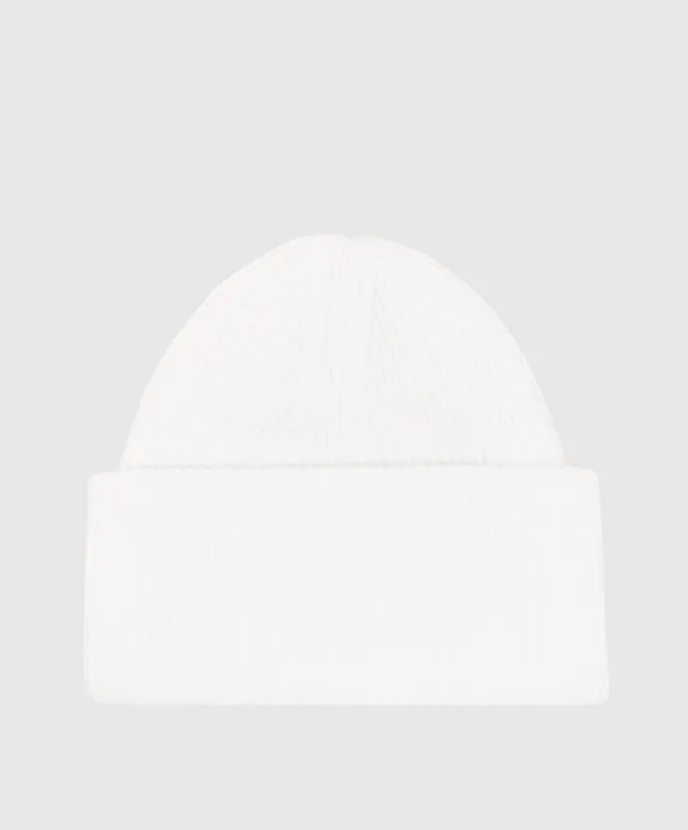 Solotre WHITE ribbed woolen cap
