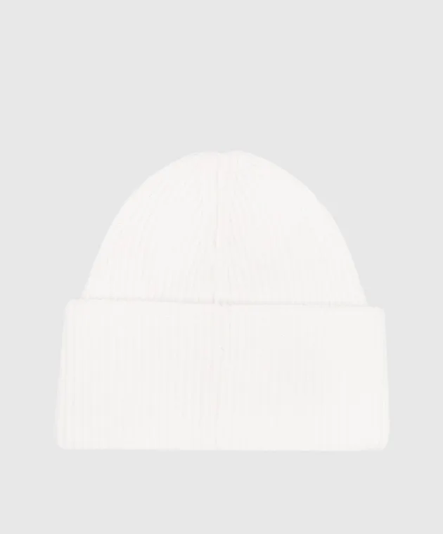 Solotre WHITE ribbed woolen cap