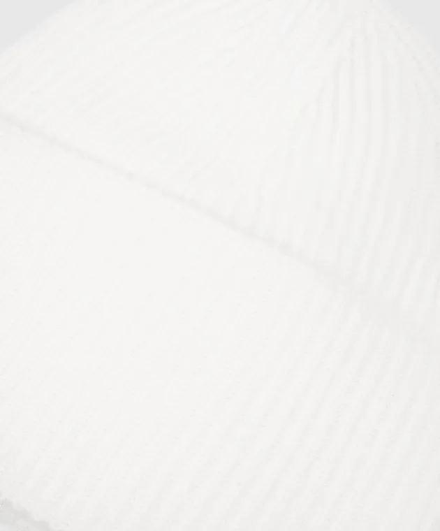 Solotre WHITE ribbed woolen cap