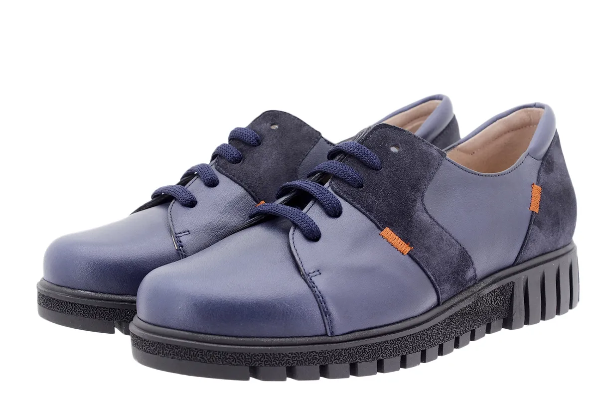 Tie shoe Blue Leather