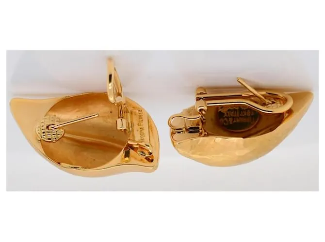 Tiffany & Co TIFFANY Y COMPAÑIA. Pendientes Paloma Picasso Hoja Oro Textura Amarillo 