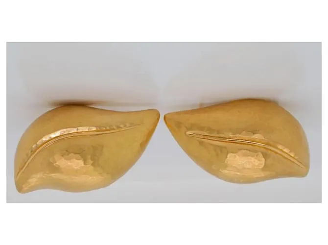 Tiffany & Co TIFFANY Y COMPAÑIA. Pendientes Paloma Picasso Hoja Oro Textura Amarillo 