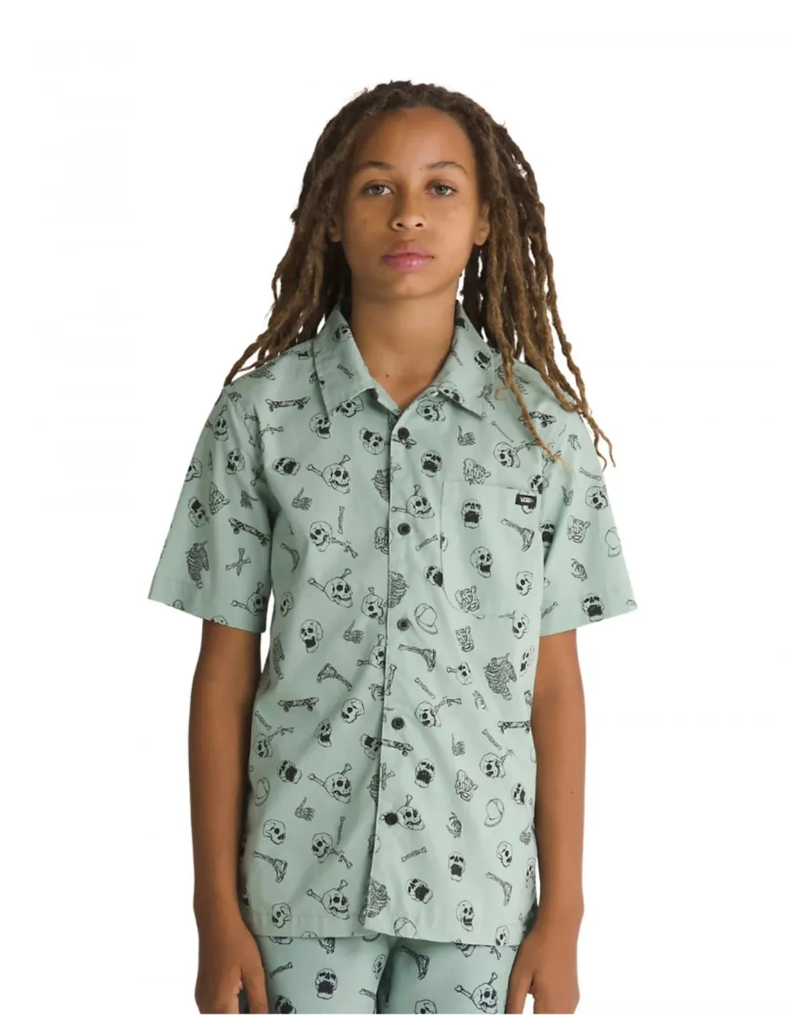 VANS ESQUELETO  VERDE ICEBERG  CAMISETA NIñO