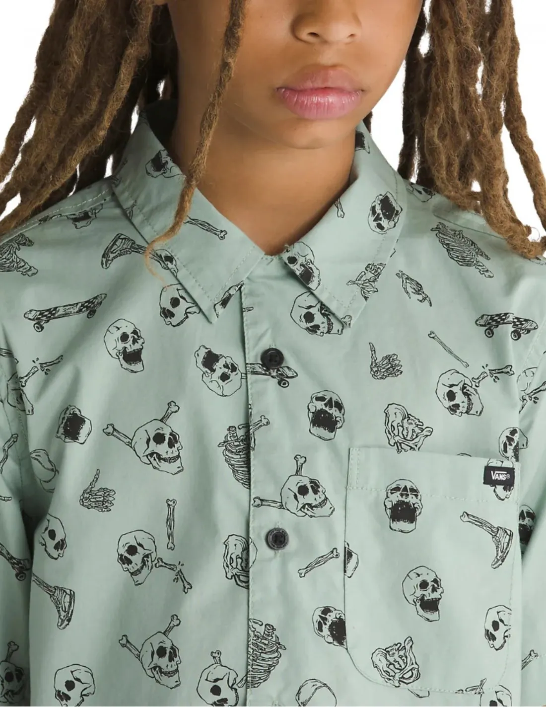 VANS ESQUELETO  VERDE ICEBERG  CAMISETA NIñO