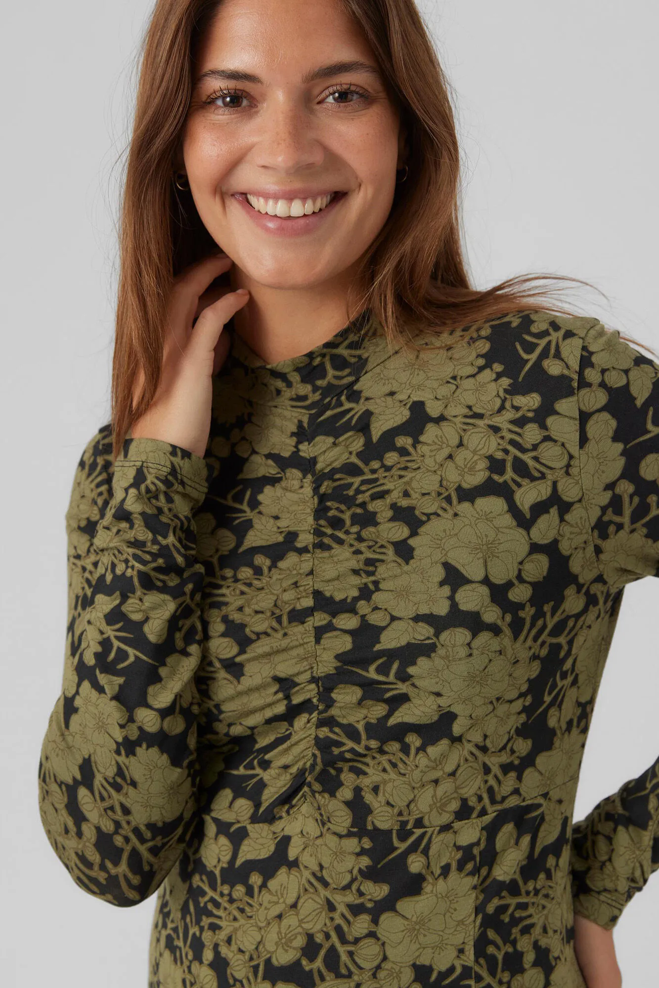 Vestido midi maternity de manga larga