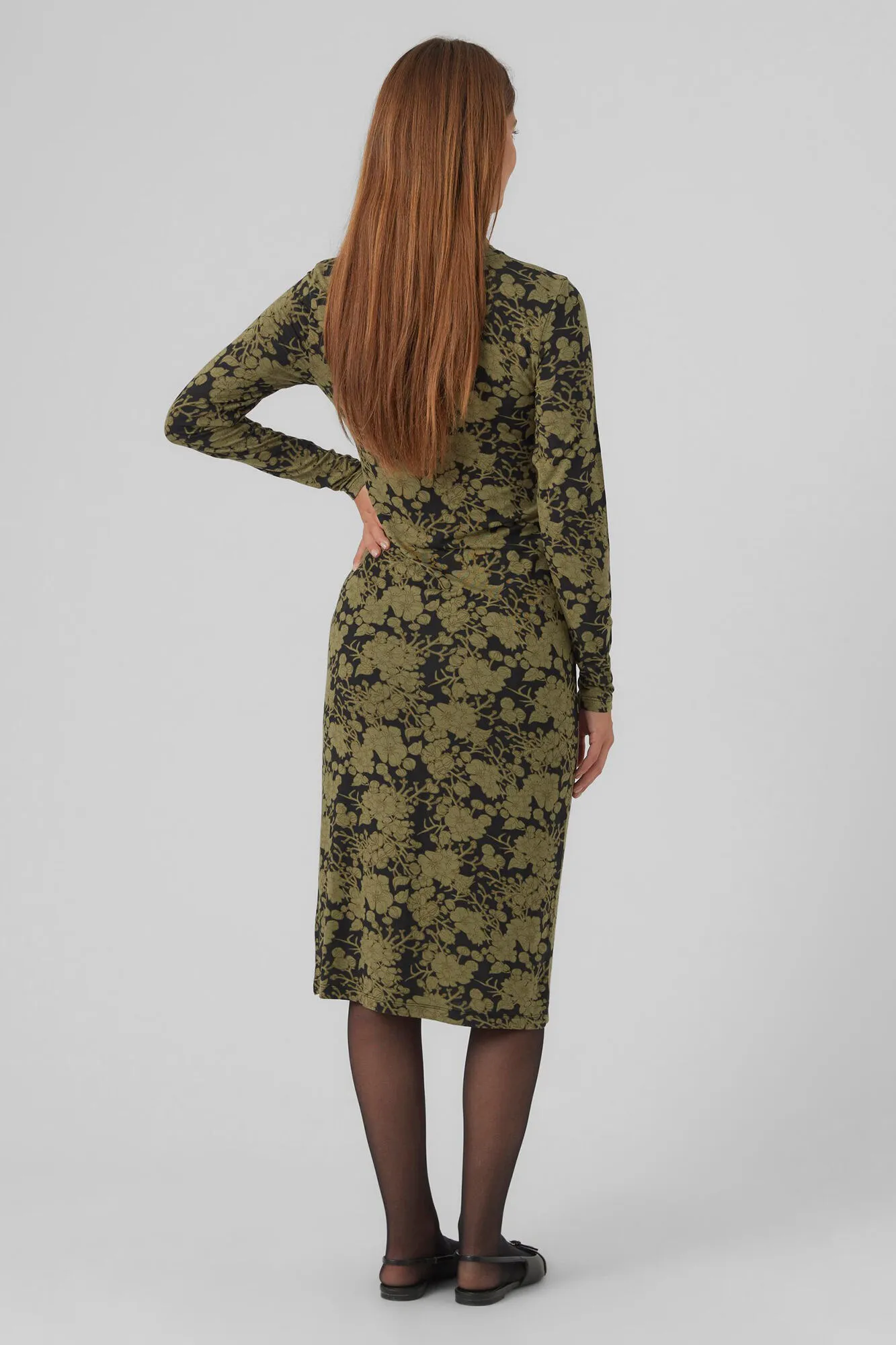 Vestido midi maternity de manga larga