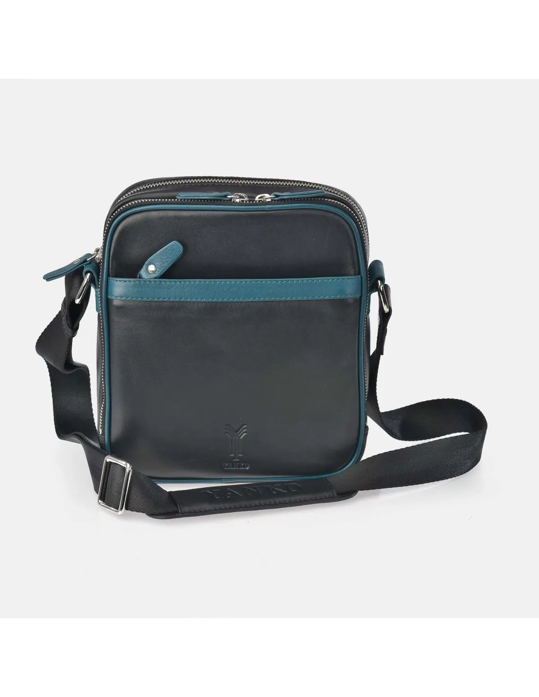 YANKO Bolso de cruzar con bandolera para hombre en piel con doble compartimento