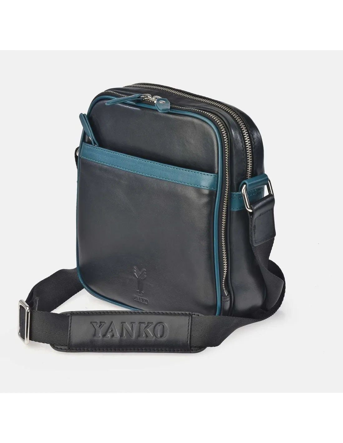 YANKO Bolso de cruzar con bandolera para hombre en piel con doble compartimento