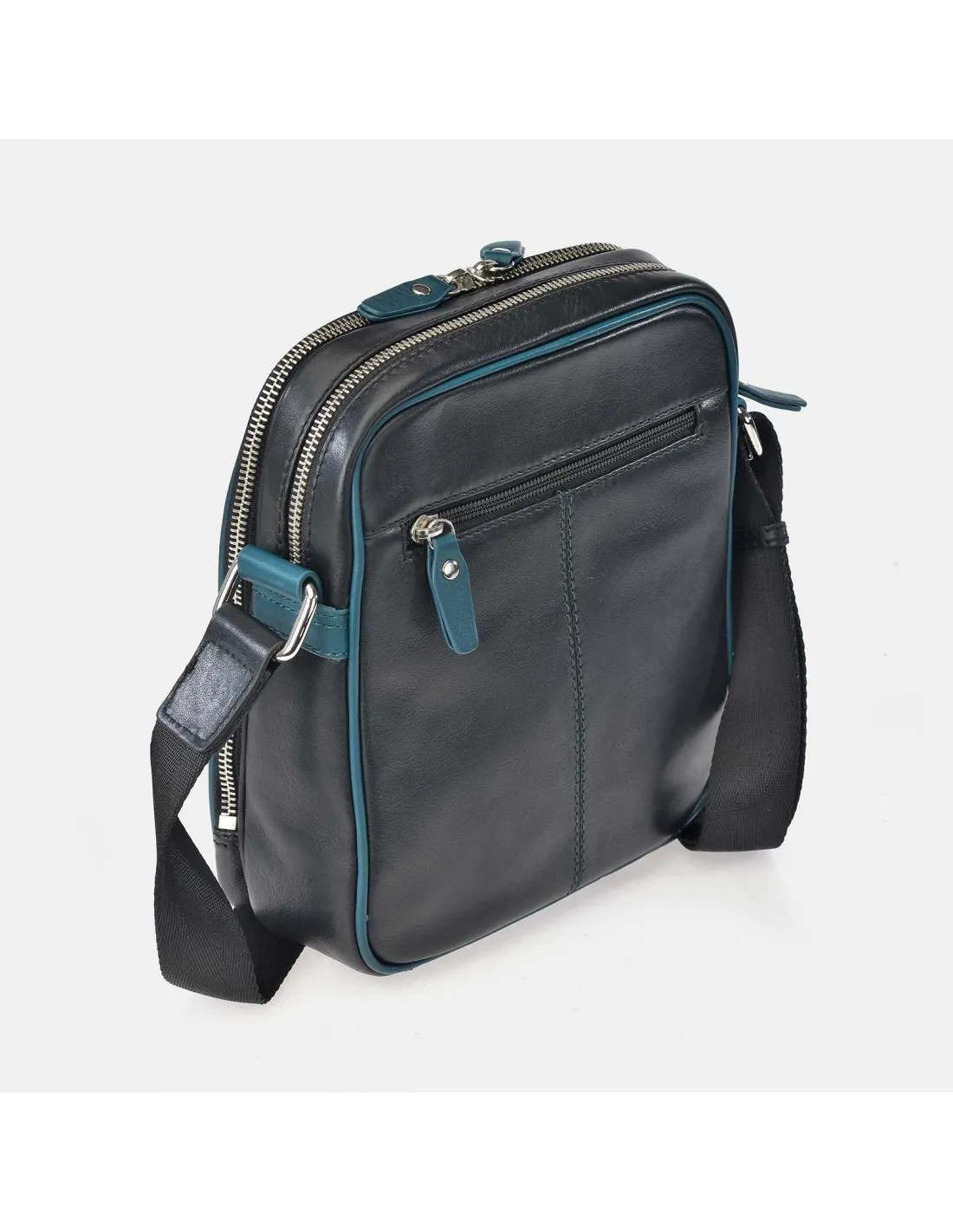 YANKO Bolso de cruzar con bandolera para hombre en piel con doble compartimento