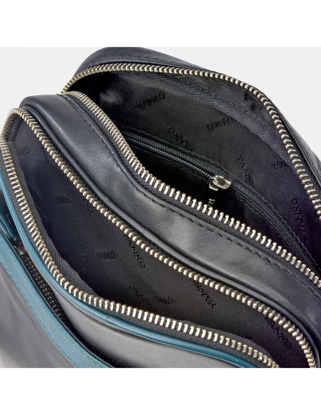 YANKO Bolso de cruzar con bandolera para hombre en piel con doble compartimento