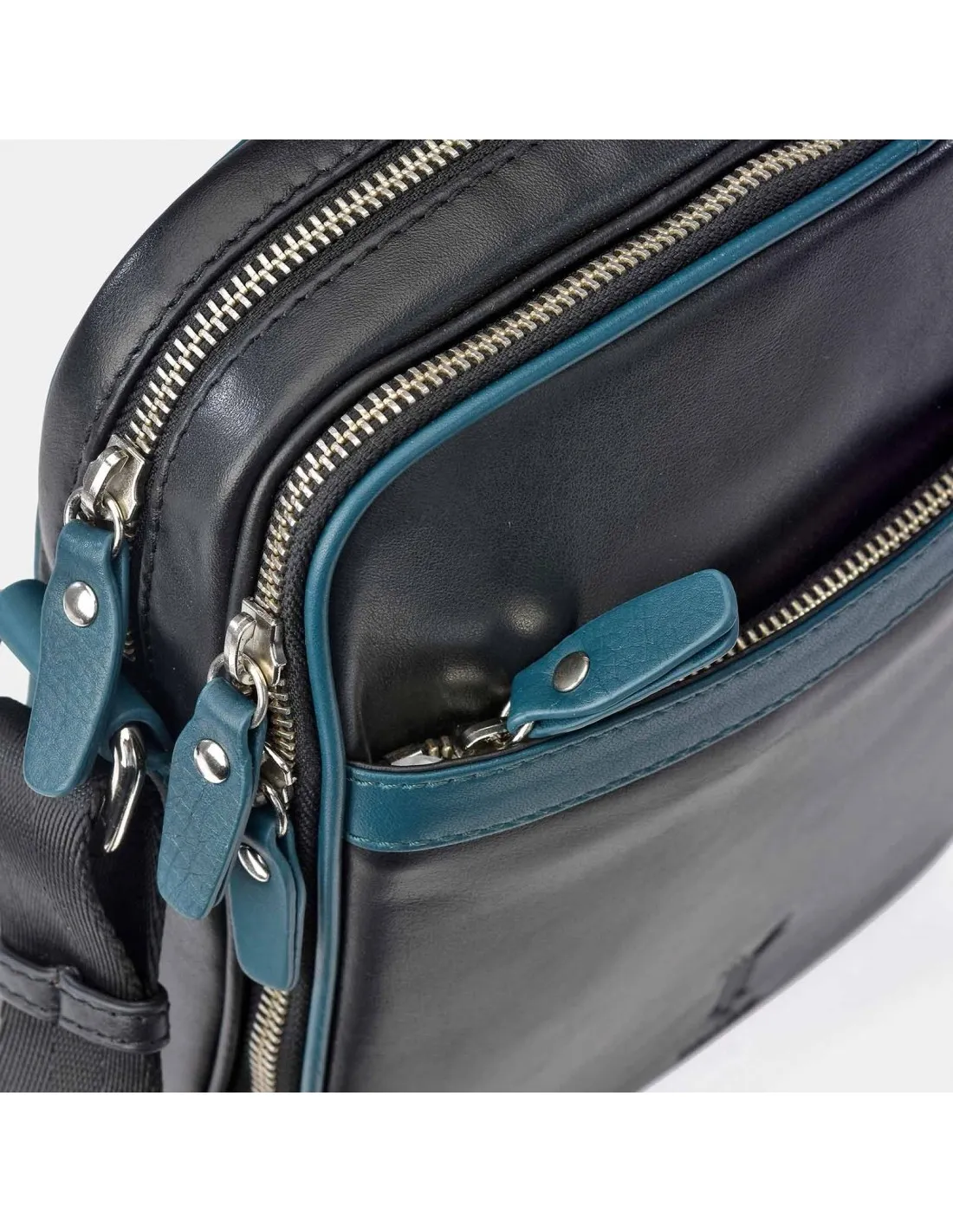 YANKO Bolso de cruzar con bandolera para hombre en piel con doble compartimento