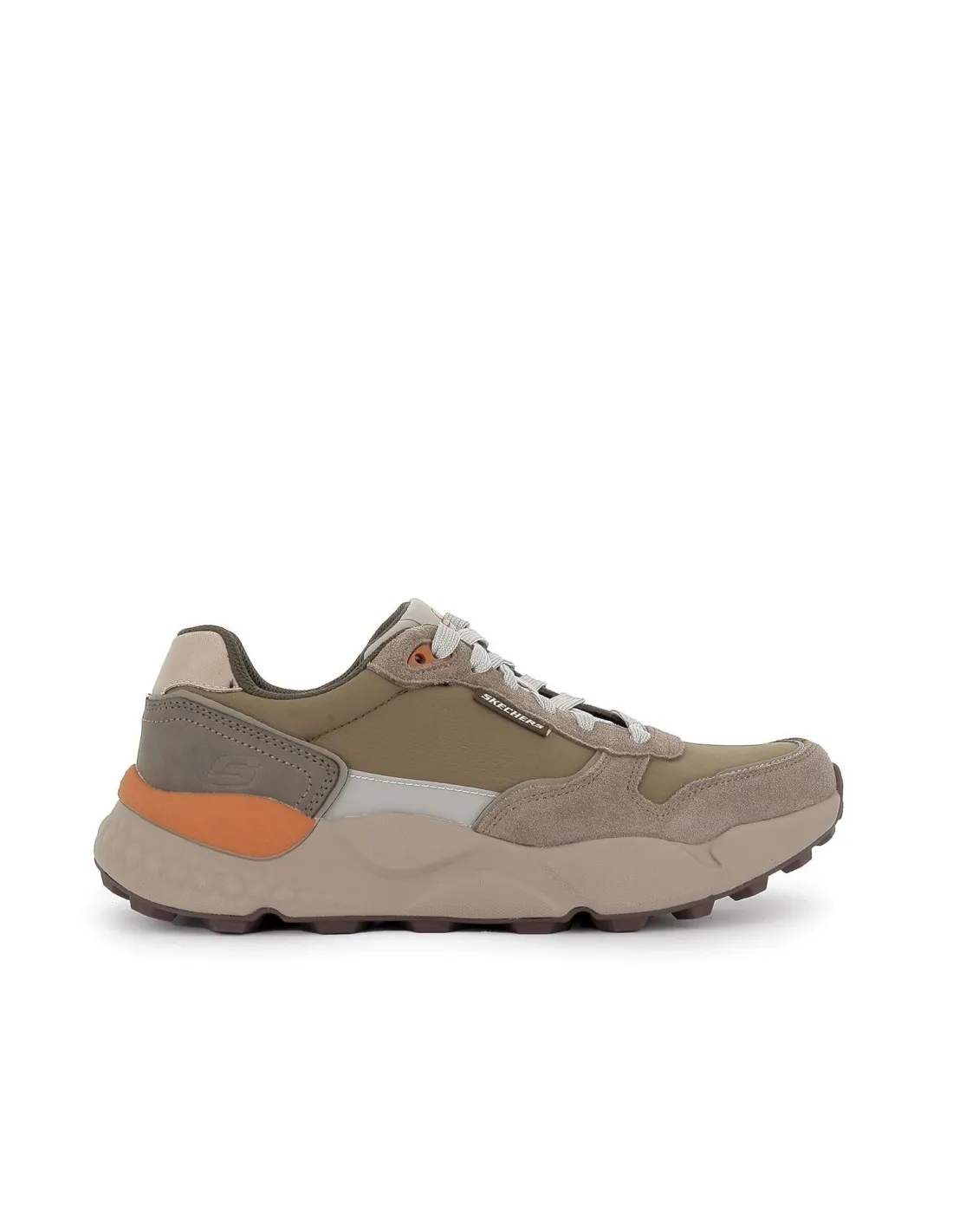 Zapatillas casuales piel y nylon combinación verde hombre Skechers