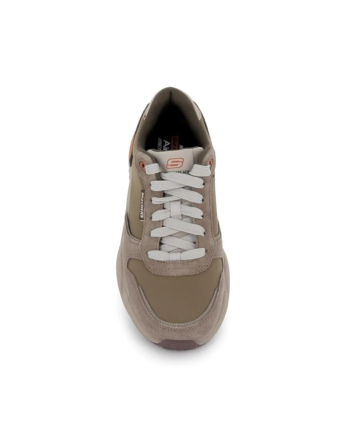 Zapatillas casuales piel y nylon combinación verde hombre Skechers