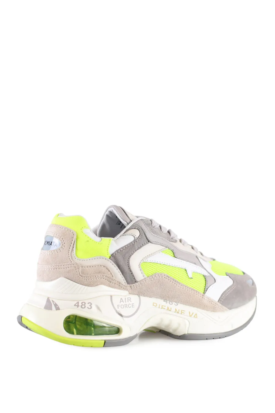 Zapatillas grises y amarillo neón con plataforma 