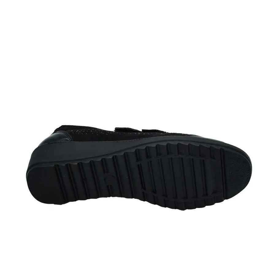 ZAPATO AMARPIES AJH22401 CUÑA DOBLE VELCRO COMBINADO CHAROL NEGRO CÓMODO PLANTILLA ACOLCHADA MEMORY SPONGE 27464